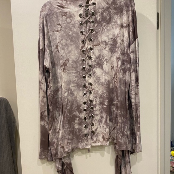 Size L brown and cream tie dye wrap sweater - Picture 6 of 14